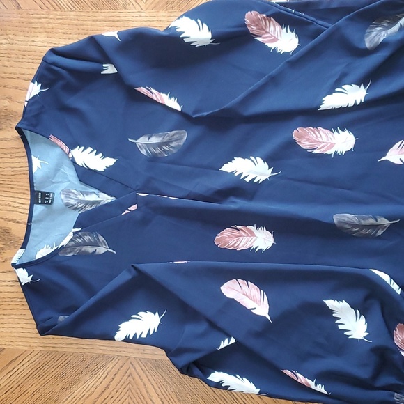 Feather print, long sleeve blouse - Picture 1 of 4